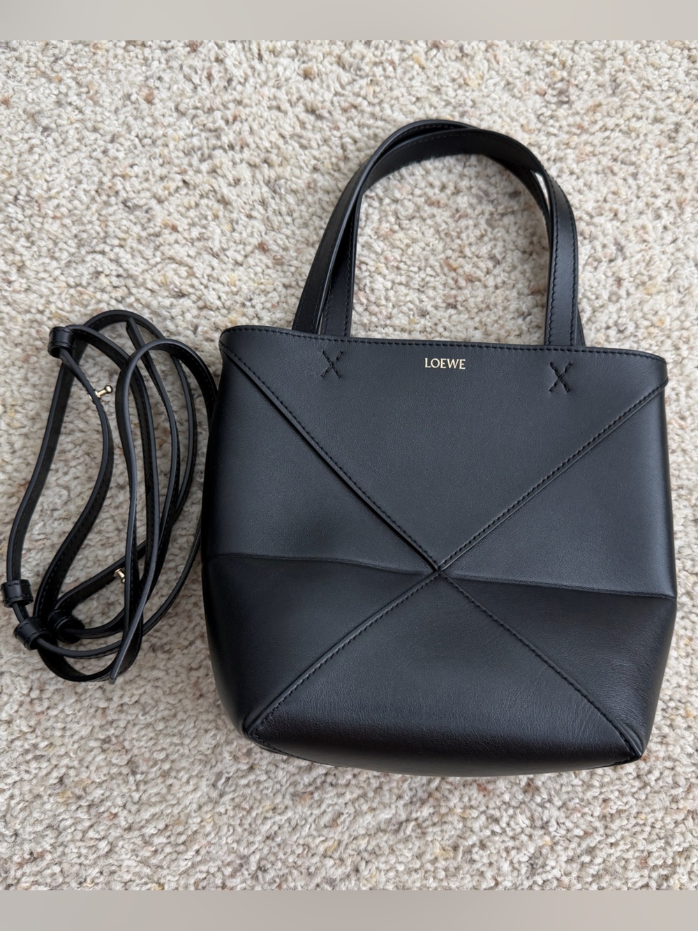 Loewe Black Fold Leather Tote Mini
